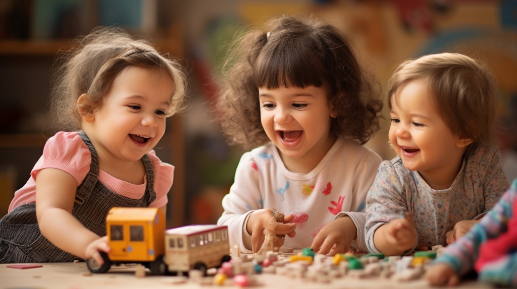 Young children smiling and learning in a perfect preschool