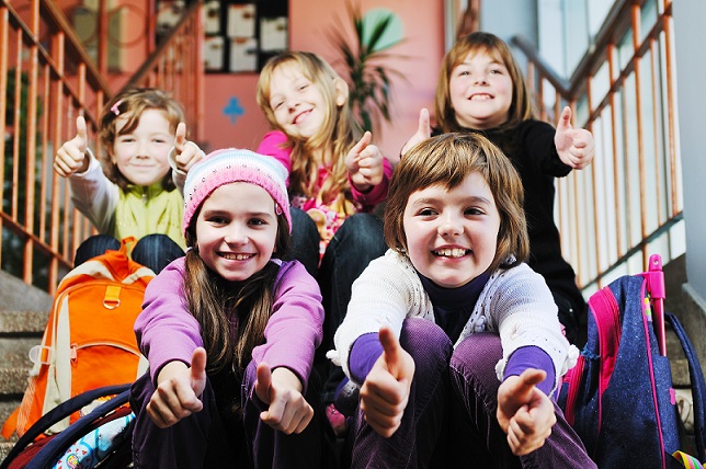 happy children group in preschool