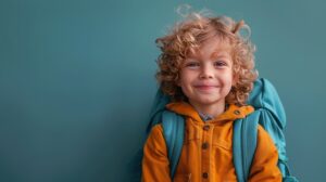 Young Boy With Curly Hair in Preschool